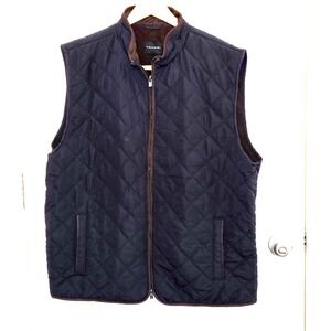 TAHARI Men's Insulated Quilted Vest Size XXL  Navy and Brown Fleece